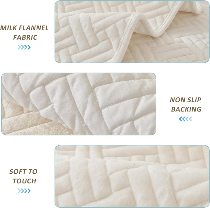 Husa universala alba anti-alunecare, protector de canapea cu textura groasa 90x90 cm [5]