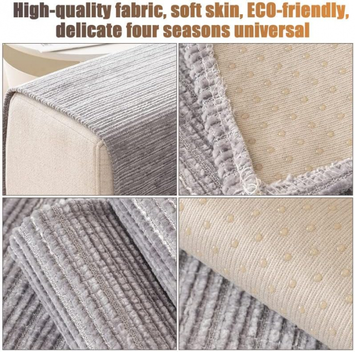 Husa universală anti-alunecare, protector de canapea solid cu textura groasă 70x90 cm, gri deschis [6]