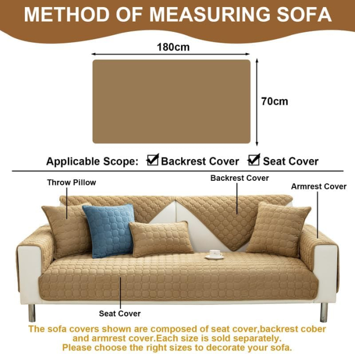 Husa universală anti-alunecare, protector de canapea solid cu textura groasă 70x180 cm [8]