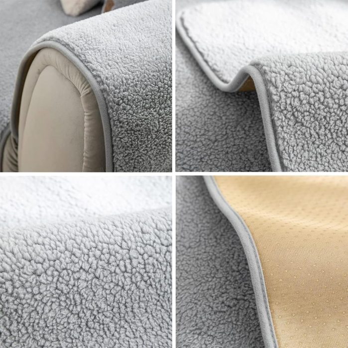 Husa universala anti-alunecare, protector de canapea solid cu textura groasa 70x120 cm, gri deschis [6]