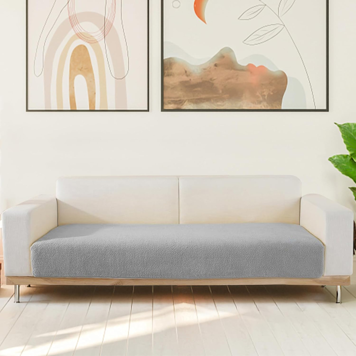 Husa universala anti-alunecare, protector de canapea solid cu textura groasa 70x120 cm, gri deschis [5]