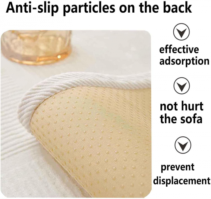 Husa universală anti-alunecare, protector de canapea solid cu textura groasă 70x90 cm, crem deschis [4]
