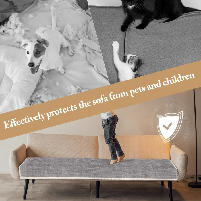 Husa universală anti-alunecare, protector de fotoliu, cu textura groasă 70x70 cm, gri deschis [7]