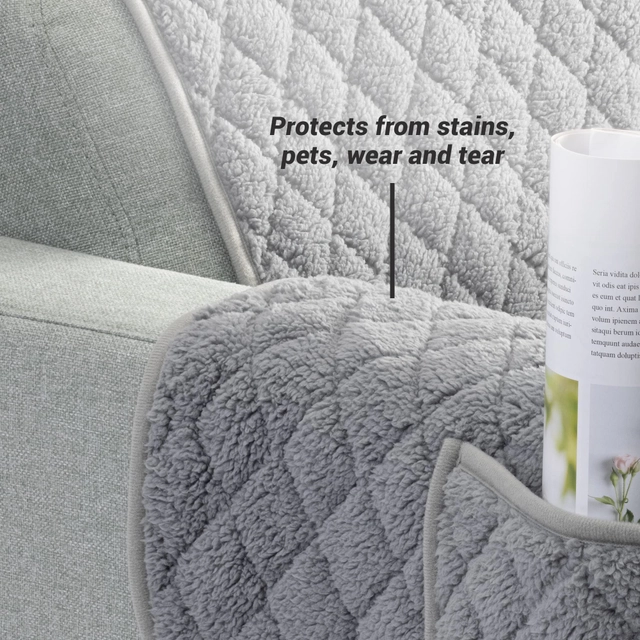 Husa reversibila pentru fotoliu, cu protectie cotiere, moale, lavabila [4]