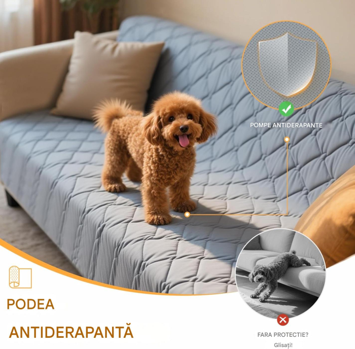 Husa universala gri impermeabila, lavabilă pentru canapea, pat & mașină, 137x208 cm [5]