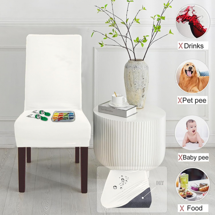 Huse elastice, pentru scaune, culoare alb, set 2 bucati [2]