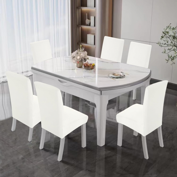 Huse elastice, pentru scaune, culoare alb, set 2 bucati [3]