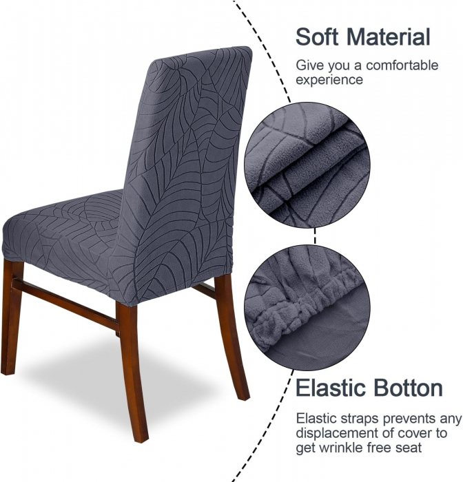 Huse elastice, impermeabile, pentru scaune, culoare gri inchis, set 2 bucati [4]