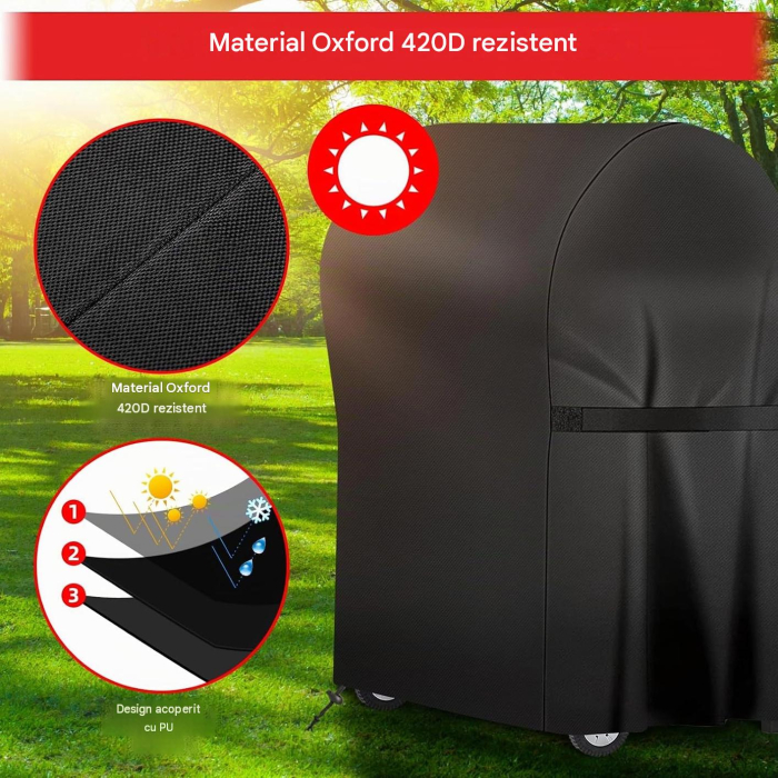 Husă Grătar Exterior 76x66x110 cm, Oxford 420D, Rezistentă la Apă, Reglabilă [4]