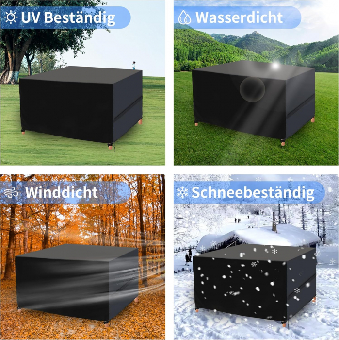 Huse pentru mobilier de grădină din material Oxford 420D, impermeabile, rezistente la UV, rezistentă la rupere 200x160x71cm - negru [3]