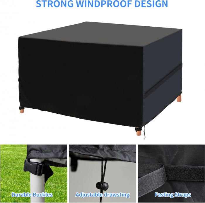 Huse pentru mobilier de grădină din material Oxford 420D, impermeabile, rezistente la UV, rezistentă la rupere 200x200x90cm - negru [5]
