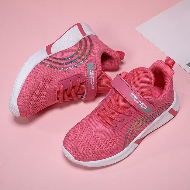 Incaltaminte sport copii, adidasi respirabili, antiderapanti, alb/roz 37 [3]