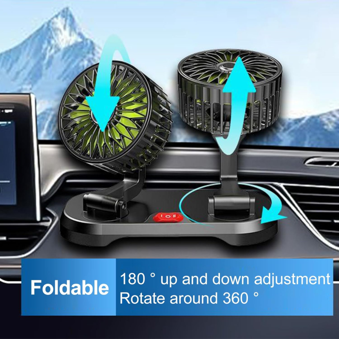 Ventilator dublu suplimentar de masina 12V cu alimentare la priza brichetei [4]