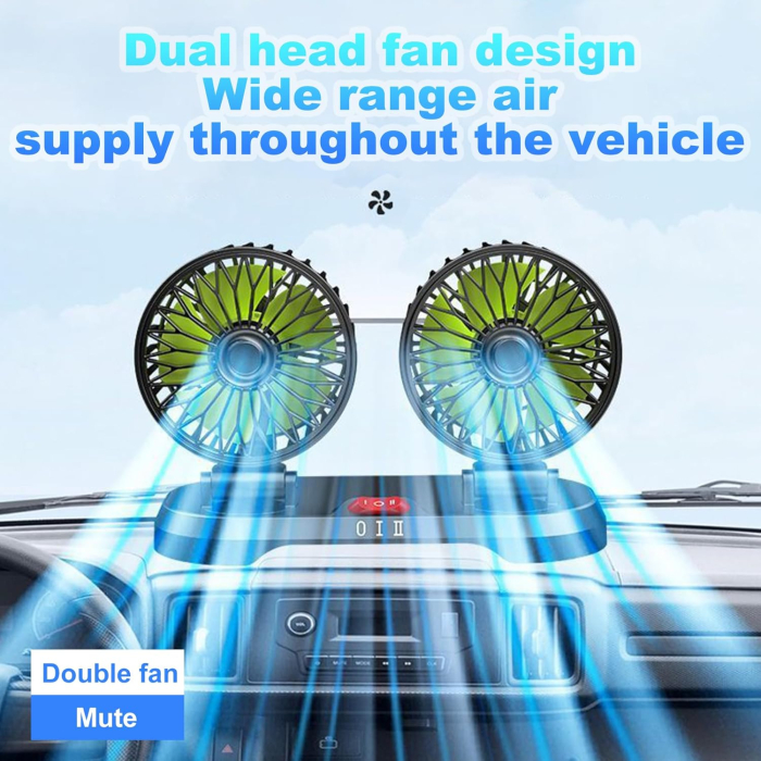 Ventilator dublu suplimentar de masina 12V cu alimentare la priza brichetei [5]