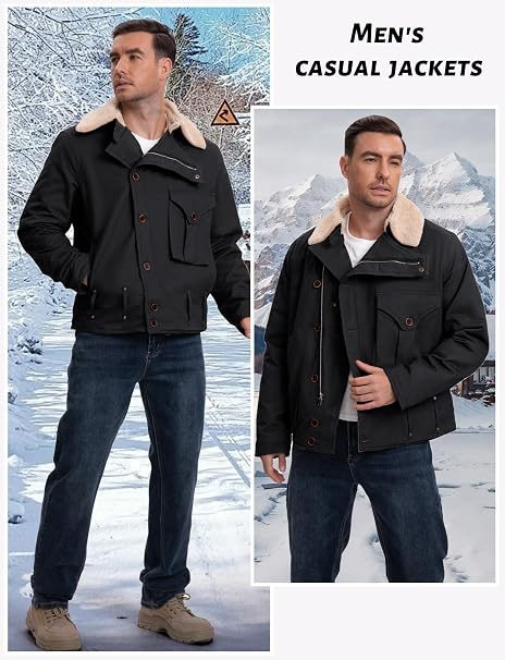 Jachetă neagra casual pentru bărbați, captusita, respirabila,  M [4]