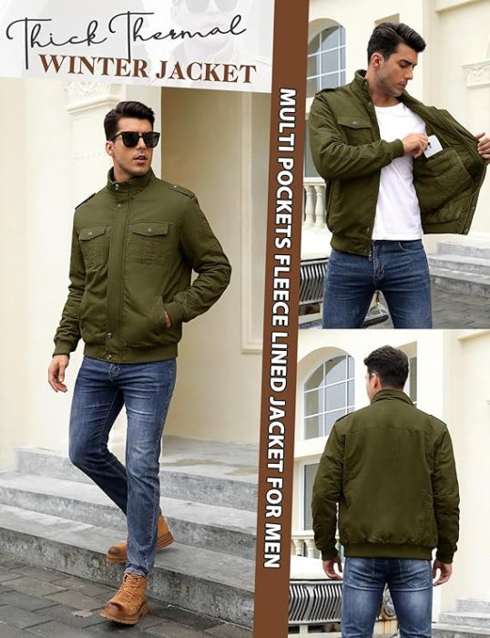 Jachetă verde de iarna pentru bărbați, captusita, respirabila,  2XL [2]