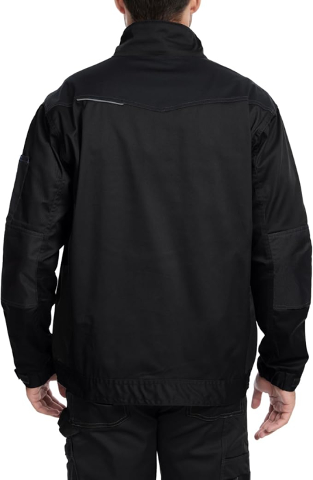Jachetă neagra de lucru pentru bărbați, dungi reflectorizante fermoar și nasturi, 2XL [3]