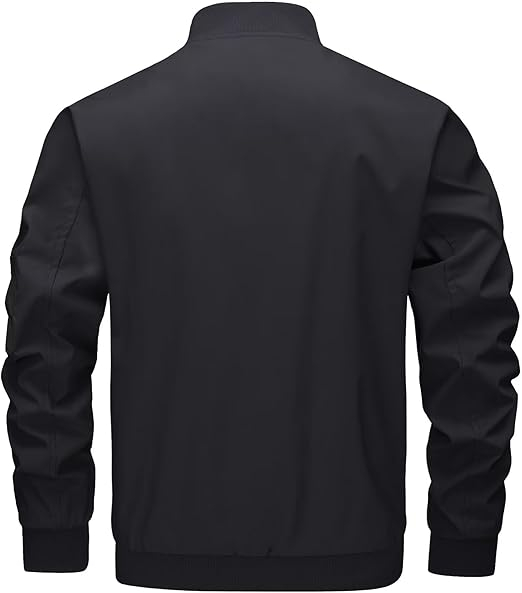 Jachetă neagra casual de vara pentru bărbați, Slim Windproof  L [3]