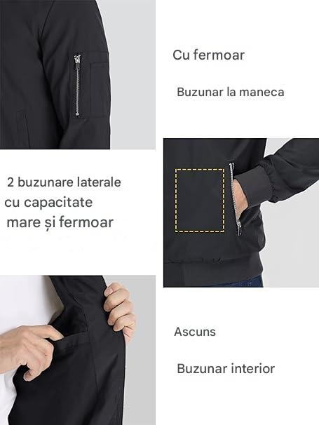 Jachetă neagra casual de vara pentru bărbați, Slim Windproof  S [2]