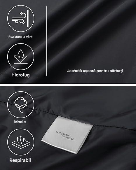 Jachetă neagra casual de vara pentru bărbați, Slim Windproof  S [4]