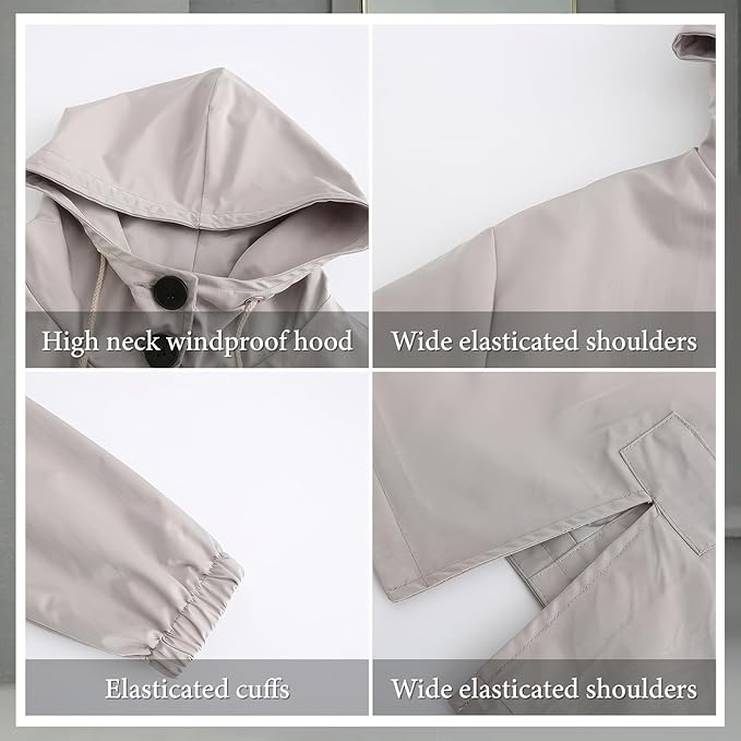 Jacheta usoara de vant pentru femei, respirabila, impermeabila, extralunga, gri L [5]