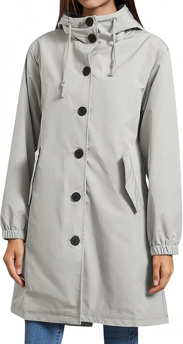 Jacheta usoara de vant pentru femei, respirabila, impermeabila, extralunga, gri L [1]