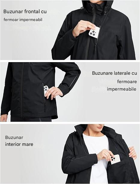 Jacheta neagra usoara de primavara pentru femei, respirabila, 2XL [3]