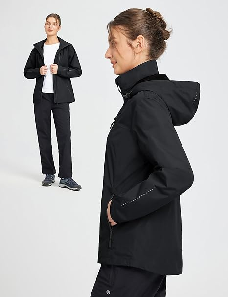 Jacheta neagra usoara de primavara pentru femei, respirabila, 2XL [6]