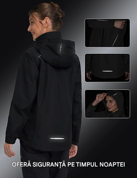 Jacheta neagra usoara de primavara pentru femei, respirabila, 2XL [4]