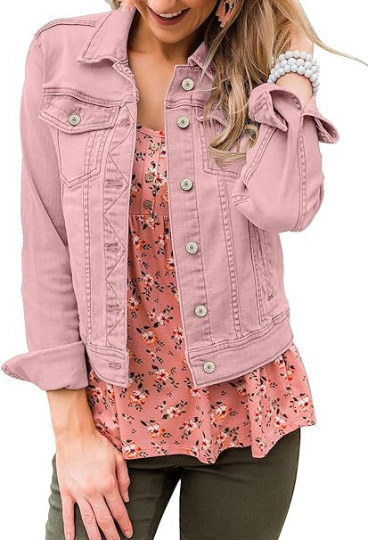 Jacheta usoara din denim, de primavara pentru femei, respirabila, Roz 2XL [2]