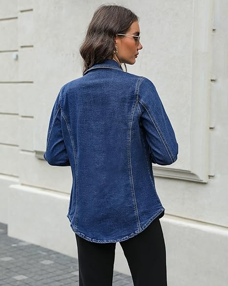 Jacheta usoara din denim, de primavara pentru femei, respirabila, Albastru M [2]