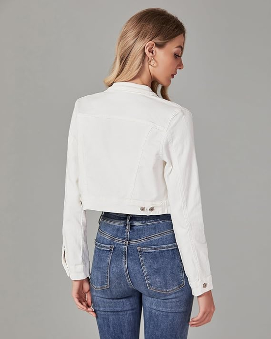 Jacheta Alba, usoara, din denim, de primavara pentru femei, respirabila, M [5]