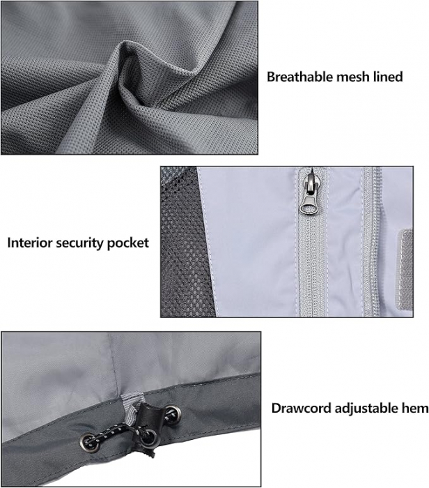 Jacheta usoara, respirabila, impermeabila, pentru sport barbati, albastra S [5]