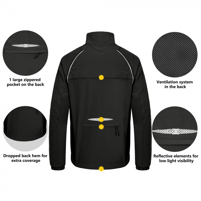 Jacheta usoara, respirabila, impermeabila, cu maneci detasabile, neagra 2XL [5]