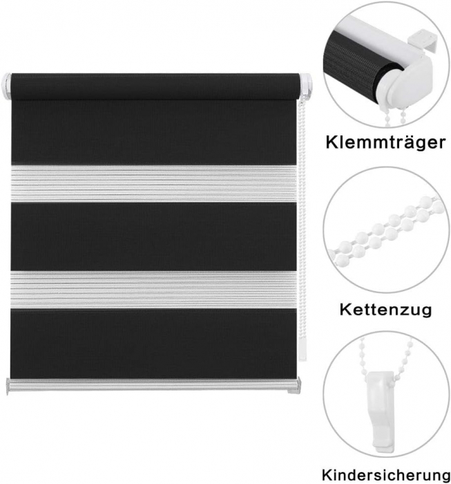 Jaluzea rulou de interior, fara gaurire,  65cm x 150cm (lățimea țesăturii 61 cm), negru [5]