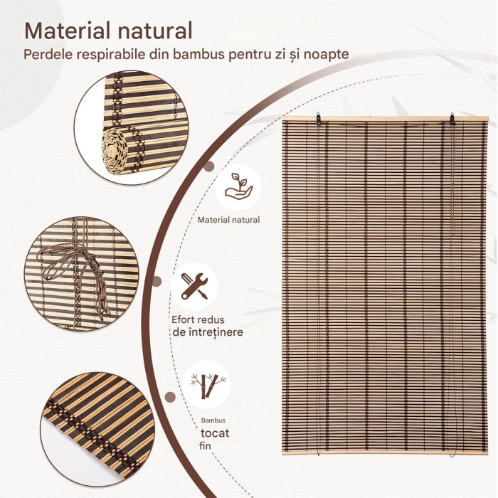 Jaluzea rulanta pentru interior din bambus 80 x 160 cm [6]