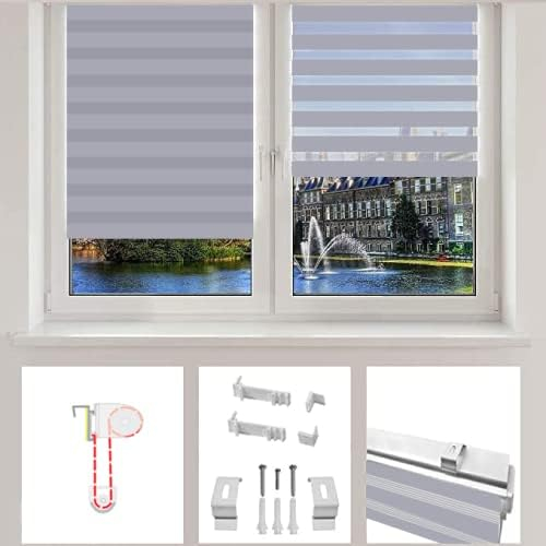 Jaluzea rulou de interior, fara gaurire,  50cm x 130cm (lățimea țesăturii 46 cm) Gri [2]