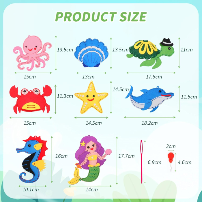 Joc de artizanat de cusut cu vietuitoare marine, 8 piese cu accesorii [7]