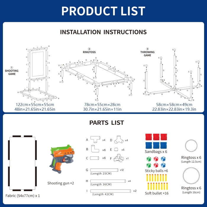 Jocuri de indemanare si tinta, 3 in 1, pentru interior sau exterior [7]