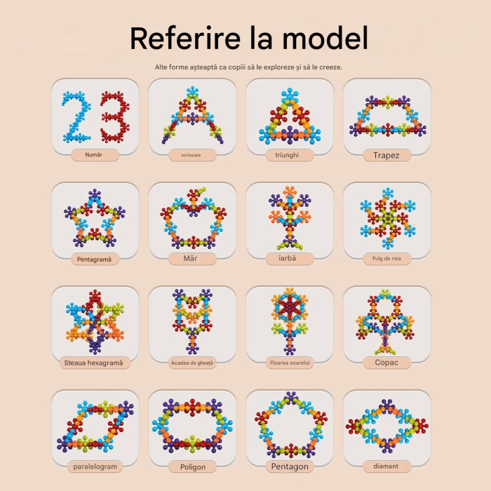Joc educativ de asamblare, 150 piese de constructie pentru diferite forme geometrice [5]