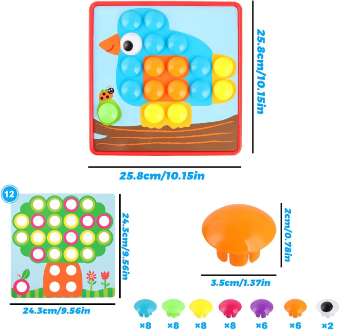 Joc educativ de atentie si logica pentru prescolari cu 12 modele diferite și 46 de butoane [7]