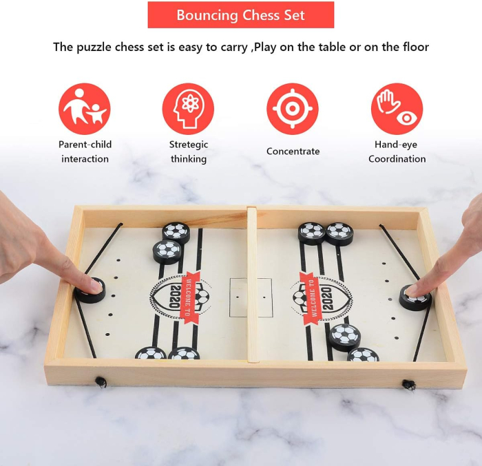 Joc interactiv pentru 2 persoane, hochei de masa pe tabla din lemn [3]