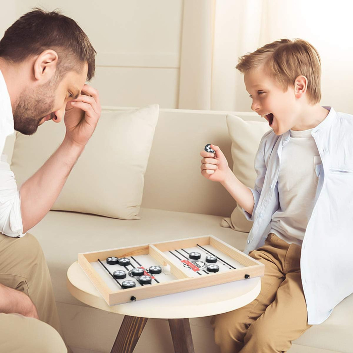 Joc interactiv pentru 2 persoane, hochei de masa pe tabla din lemn [7]