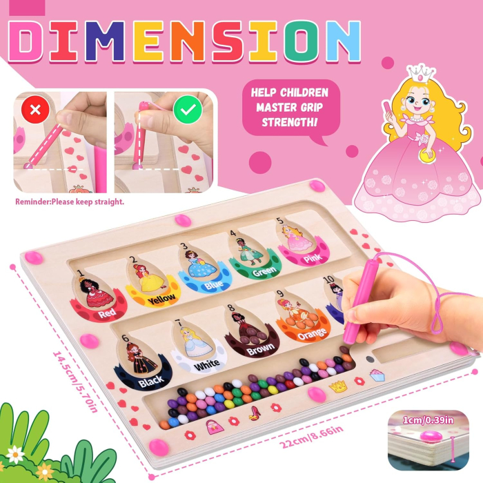 Joc magnetic de atentie si indemanare pentru copii, labirint de selectare culori [3]