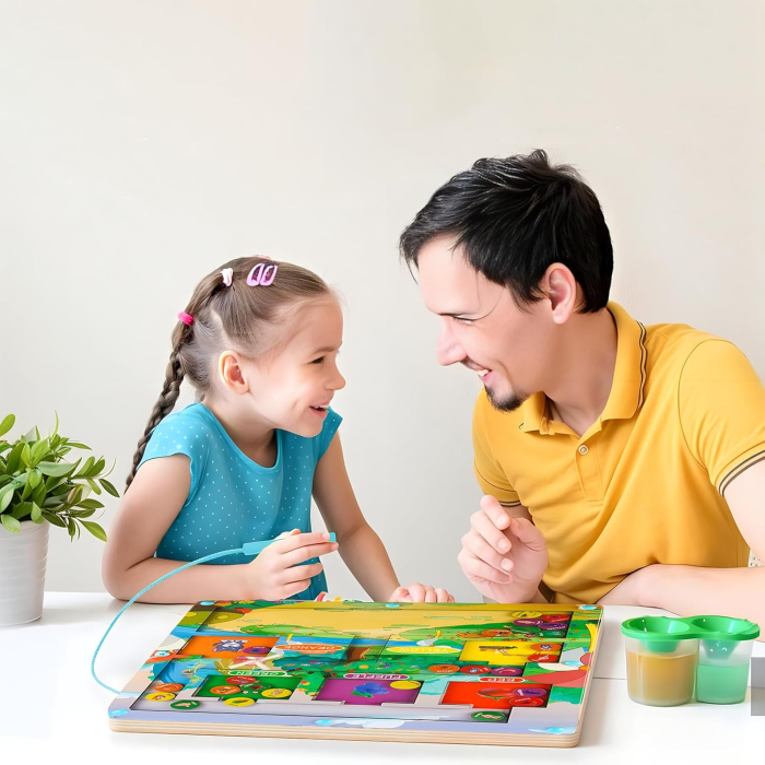 Joc magnetic de atentie si indemanare pentru copii, labirint de selectare culori [6]