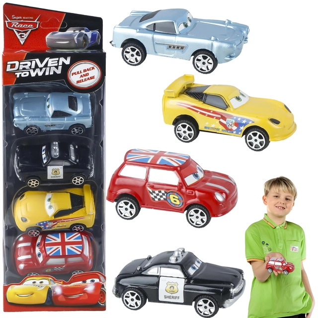 Set 4 masinute Nascar colorate cu functia pull-back and release [1]