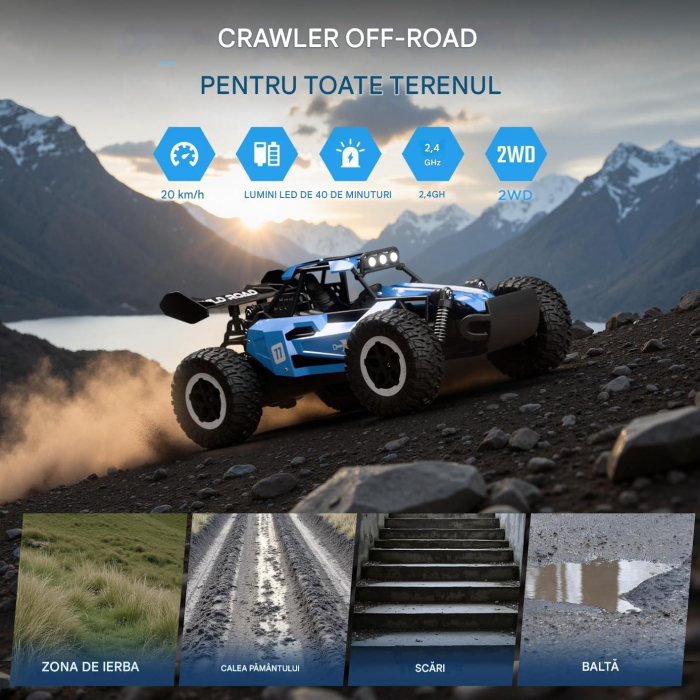 Masinuta de teren RC Monster Truck 4WD cu telecomanda, masinuta de acrobatii [5]