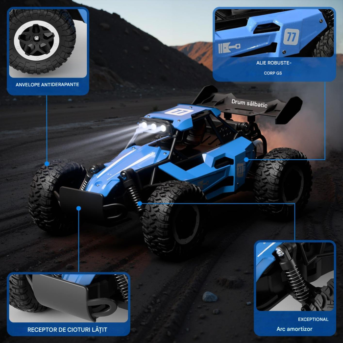 Masinuta de teren RC Monster Truck 4WD cu telecomanda, masinuta de acrobatii [4]