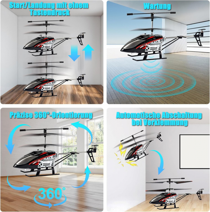 Elicopter de jucarie cu telecomanda cu funcție Gyro Hover, decolare/aterizare cu un singur buton, lumină LED [3]