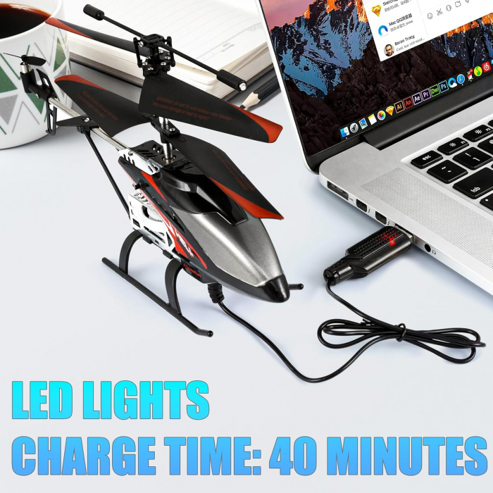 Elicopter de jucarie cu telecomanda cu funcție Gyro Hover, decolare/aterizare cu un singur buton, lumină LED [2]